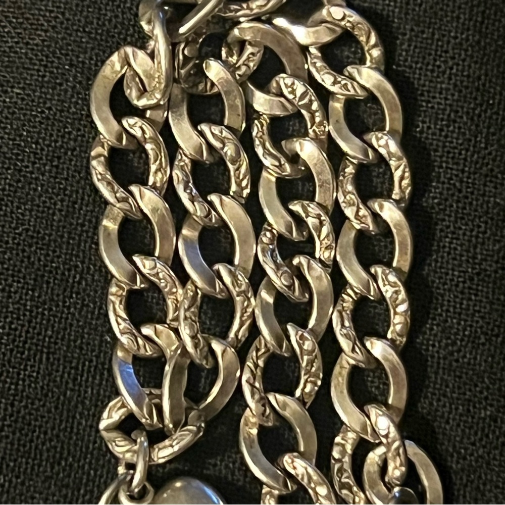 Sterling Silver Charm Bracelet with Cross, Anchor & Heart.  Faith, Hope & Love. - Picture 5 of 8